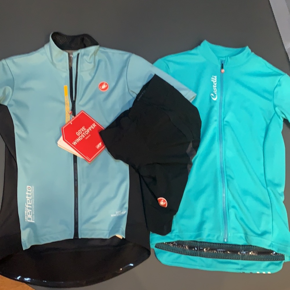 Castelli Lot size small; 2 SS jerseys, 1 short